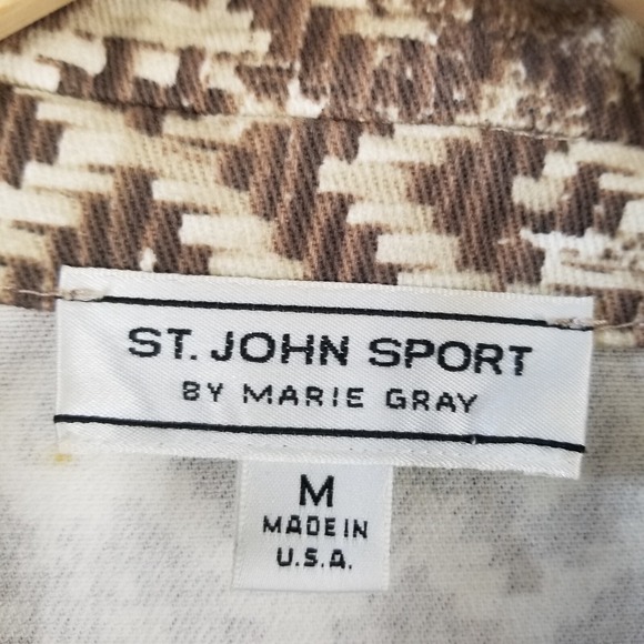 Vtg St John Sport Pant Suit Women M Brown Basket Weave Straight Leg USA Eclectic - Picture 14 of 16